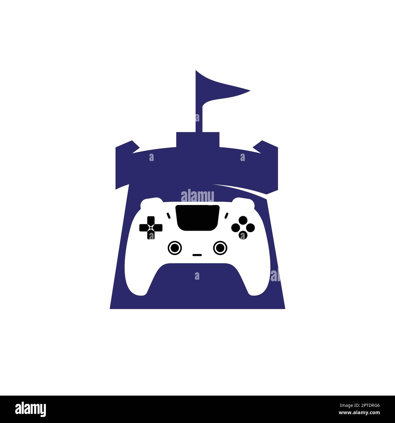 Game king vector logo design. Game console and fort icon vector design. Stock Vector