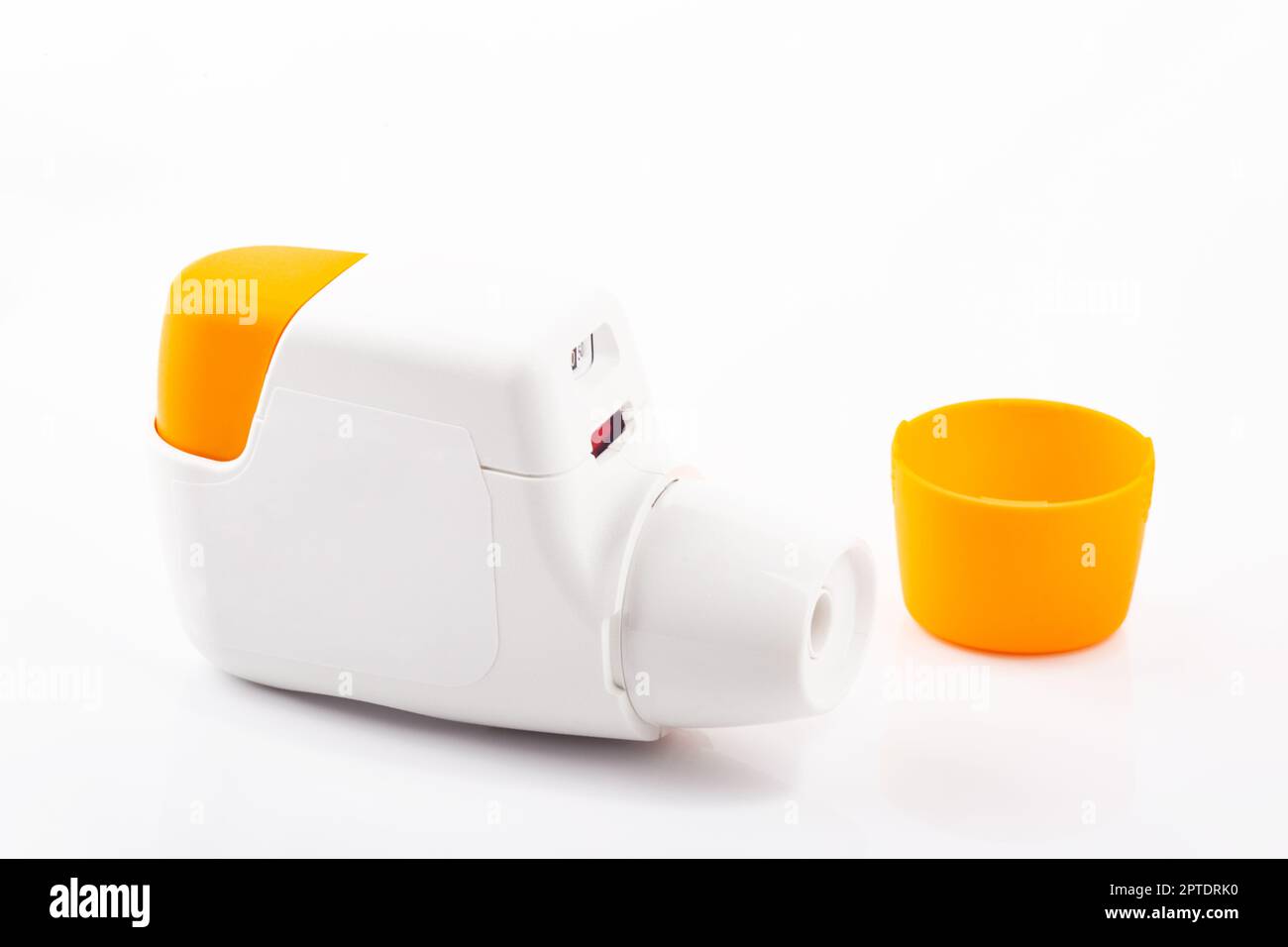 Metered Dose Inhaler isolated over white background Stock Photo