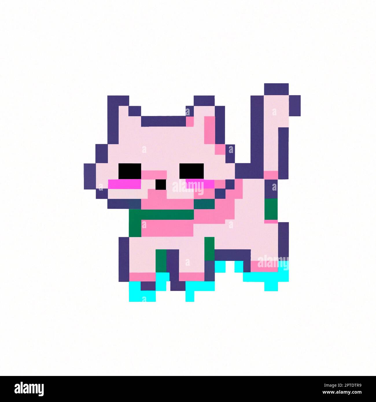 Classic 8 bit pixel art illustration of cute kitten. Retro 8 bit pixel ...