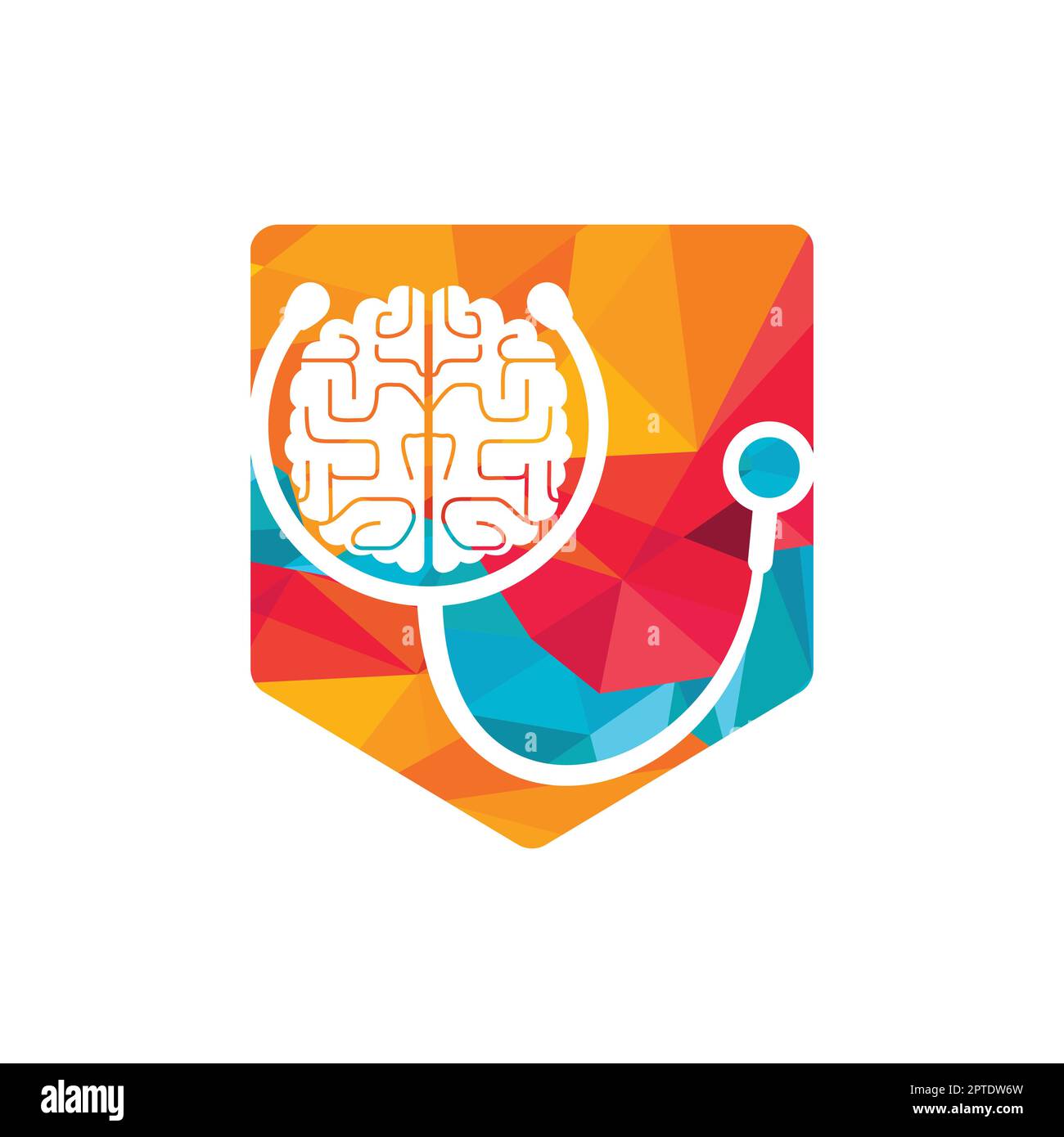 Brain care vector logo template. Stethoscope and human brain icon logo ...