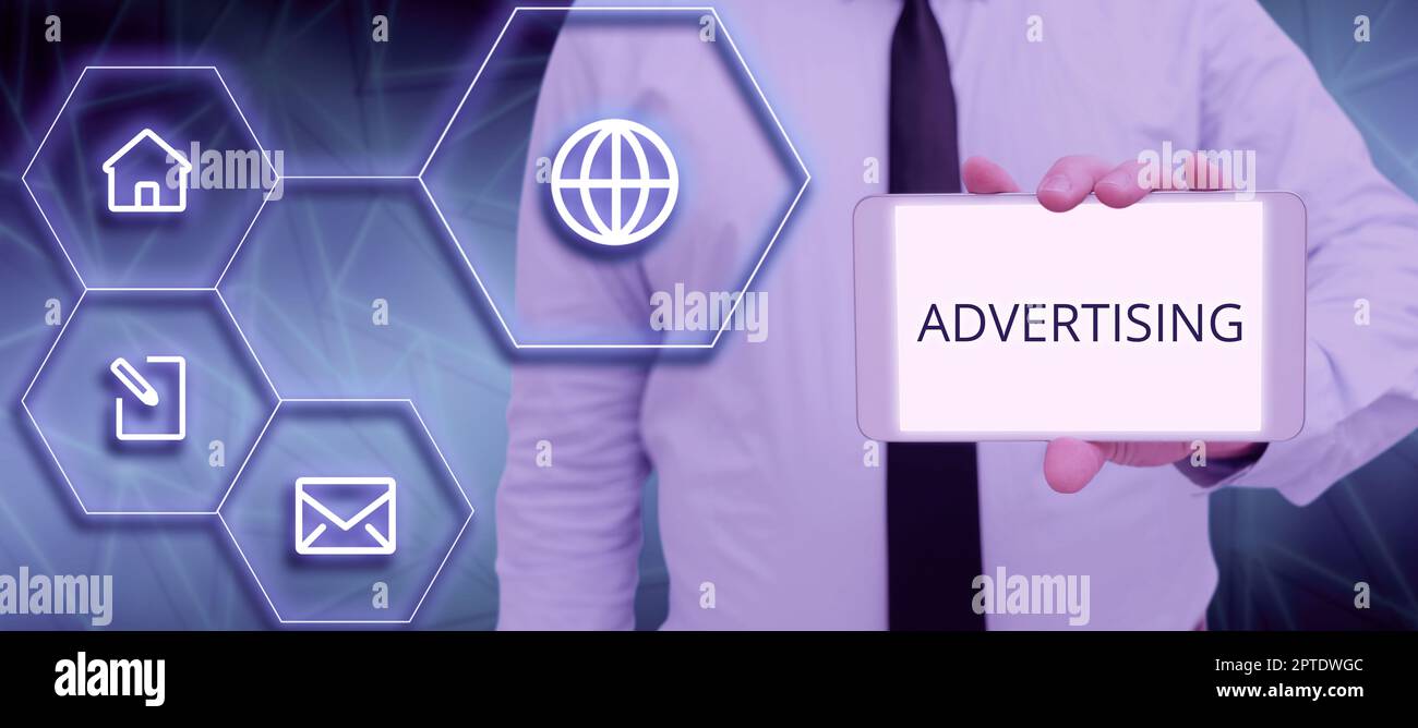 Text sign showing Advertising, Business showcase action of calling ...