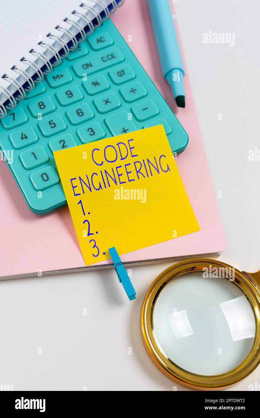 Hand writing sign Code Engineering, Business approach application of ...