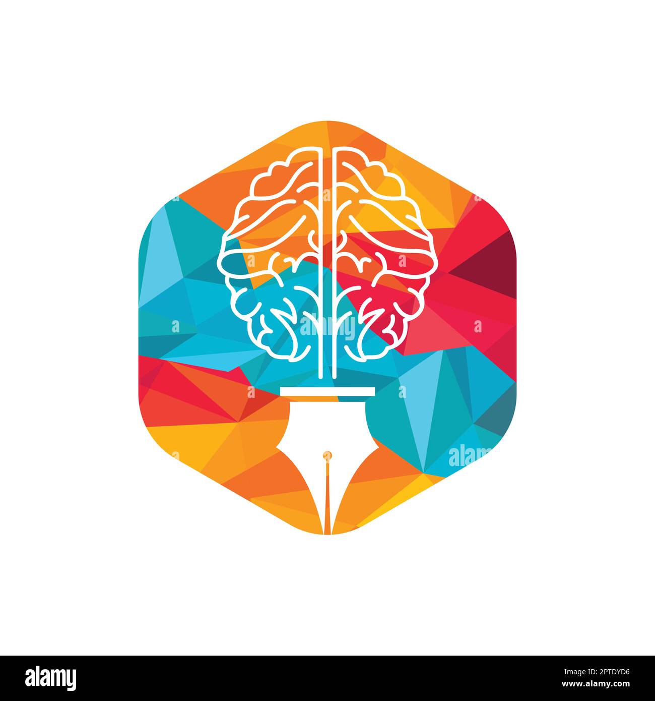 Brain pen vector logo design template. Smart creative education logo concept Stock Vector Image