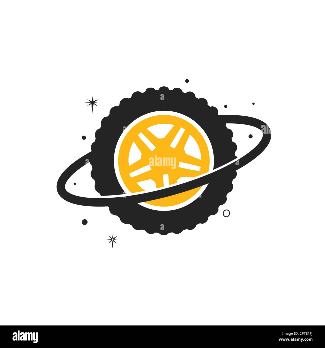 Tire world vector logo template. Vector wheel and planet logo combination. Stock Vector