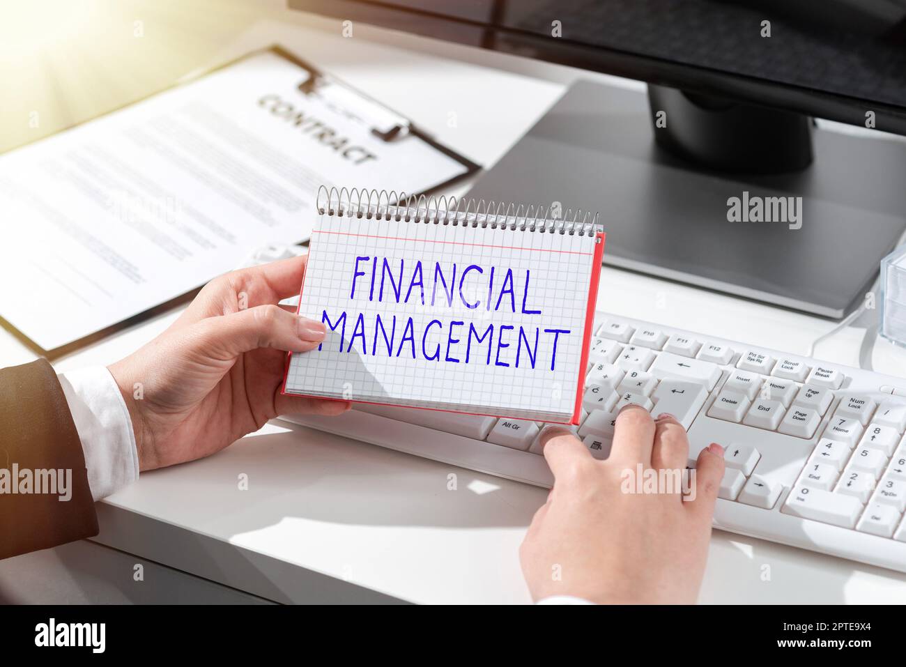 Sign displaying Financial Management, Business concept efficient and effective way to Manage Money and Funds Stock Photo