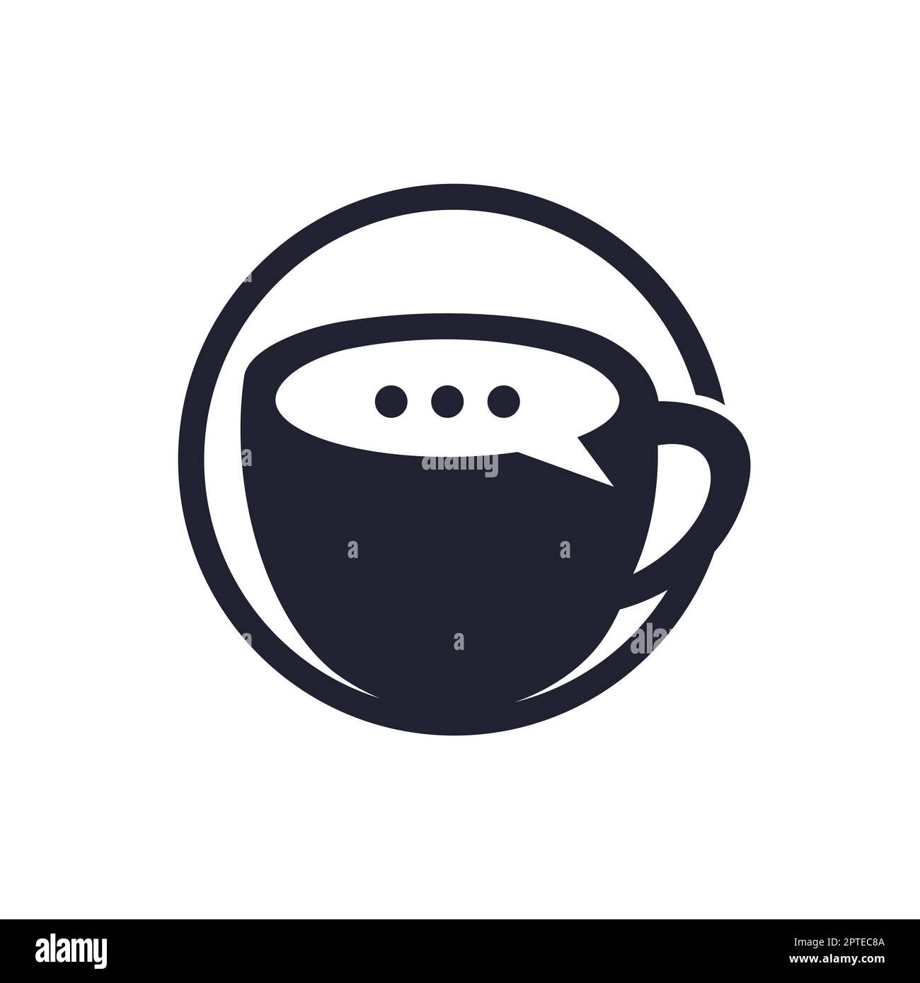 Coffee talk vector logo design. Coffee cup with bubble chat icon vector