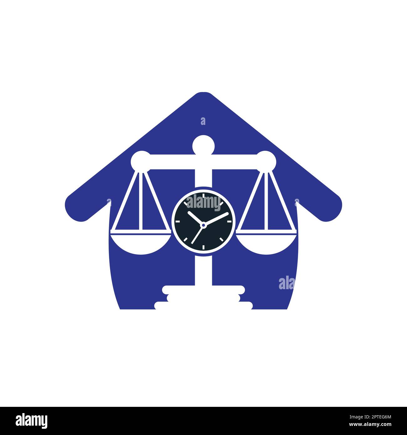 Law time vector logo design. Scale with clock icon vector logo design