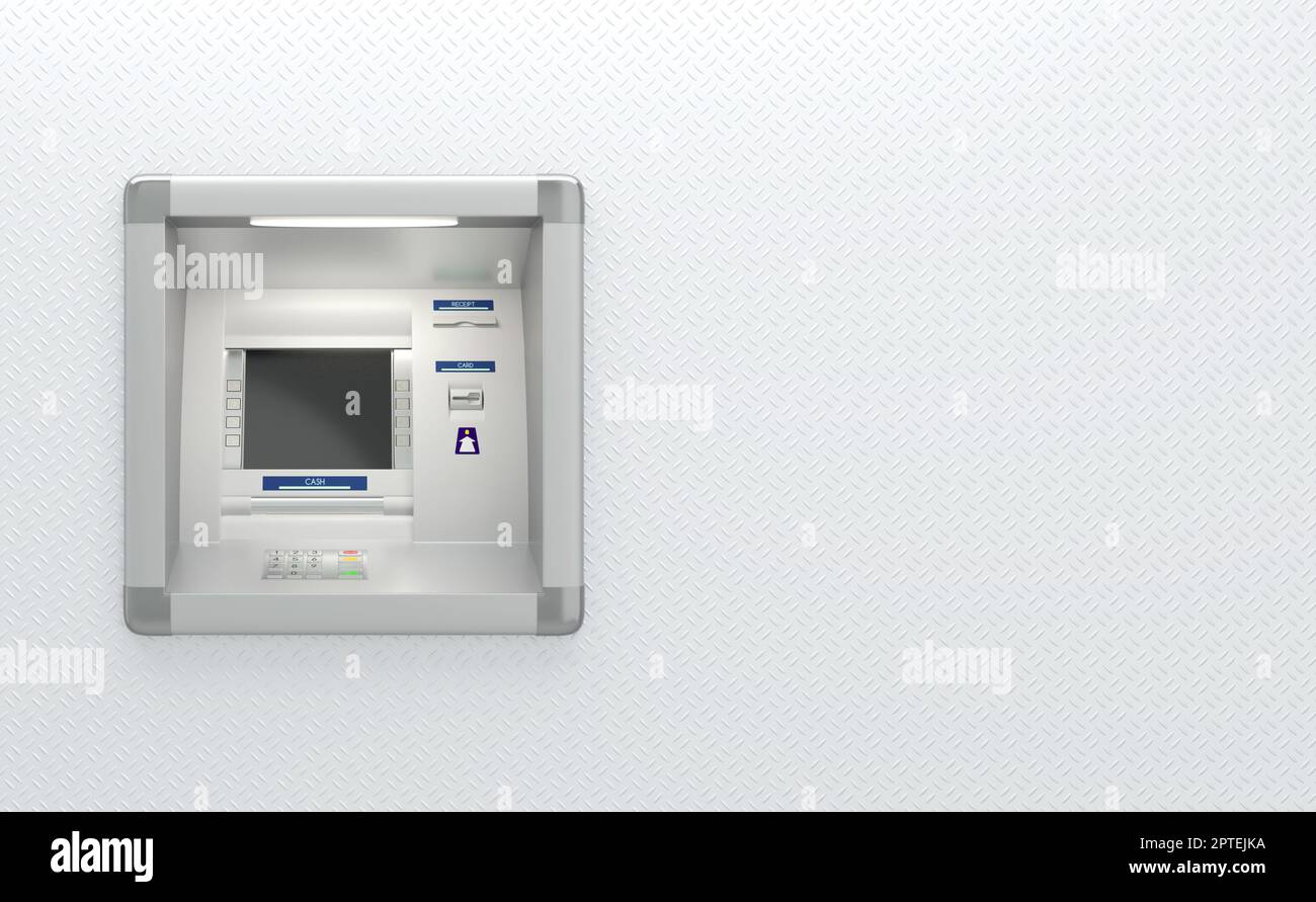 Atm machine with a card reader. Pin code safety, bank account access