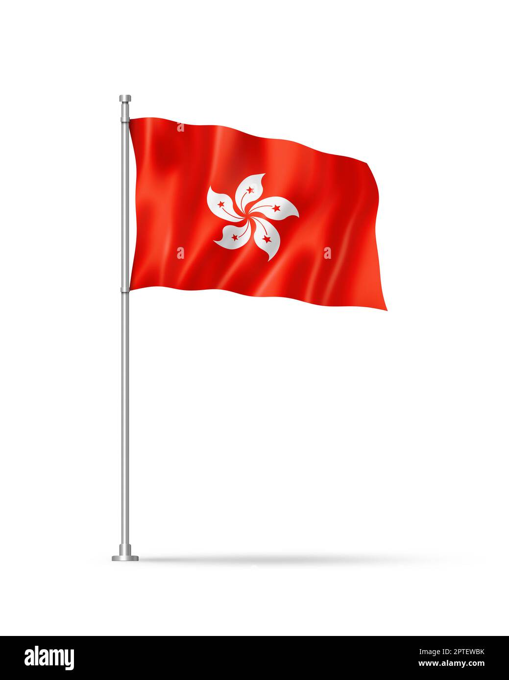 Hong Kong flag, 3D illustration, isolated on white Stock Photo