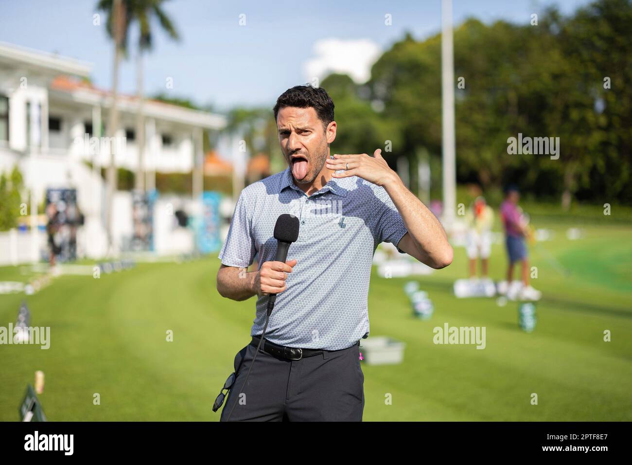 LIV Golf Announcer, Jason Zone Fisher during the first round of LIV Golf Singapore at the