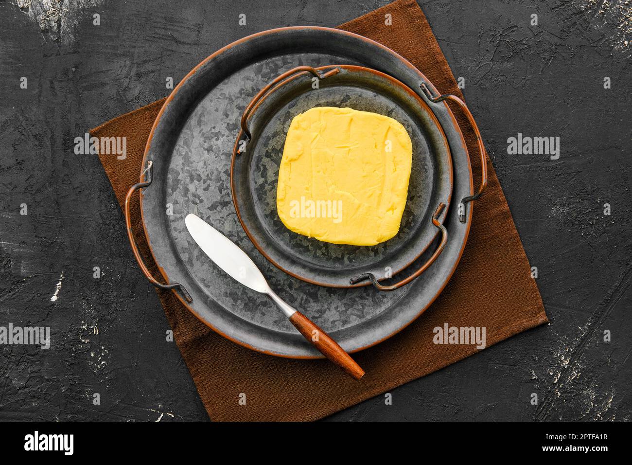 Homemade rustic butter and a spreading knife Stock Photo Alamy