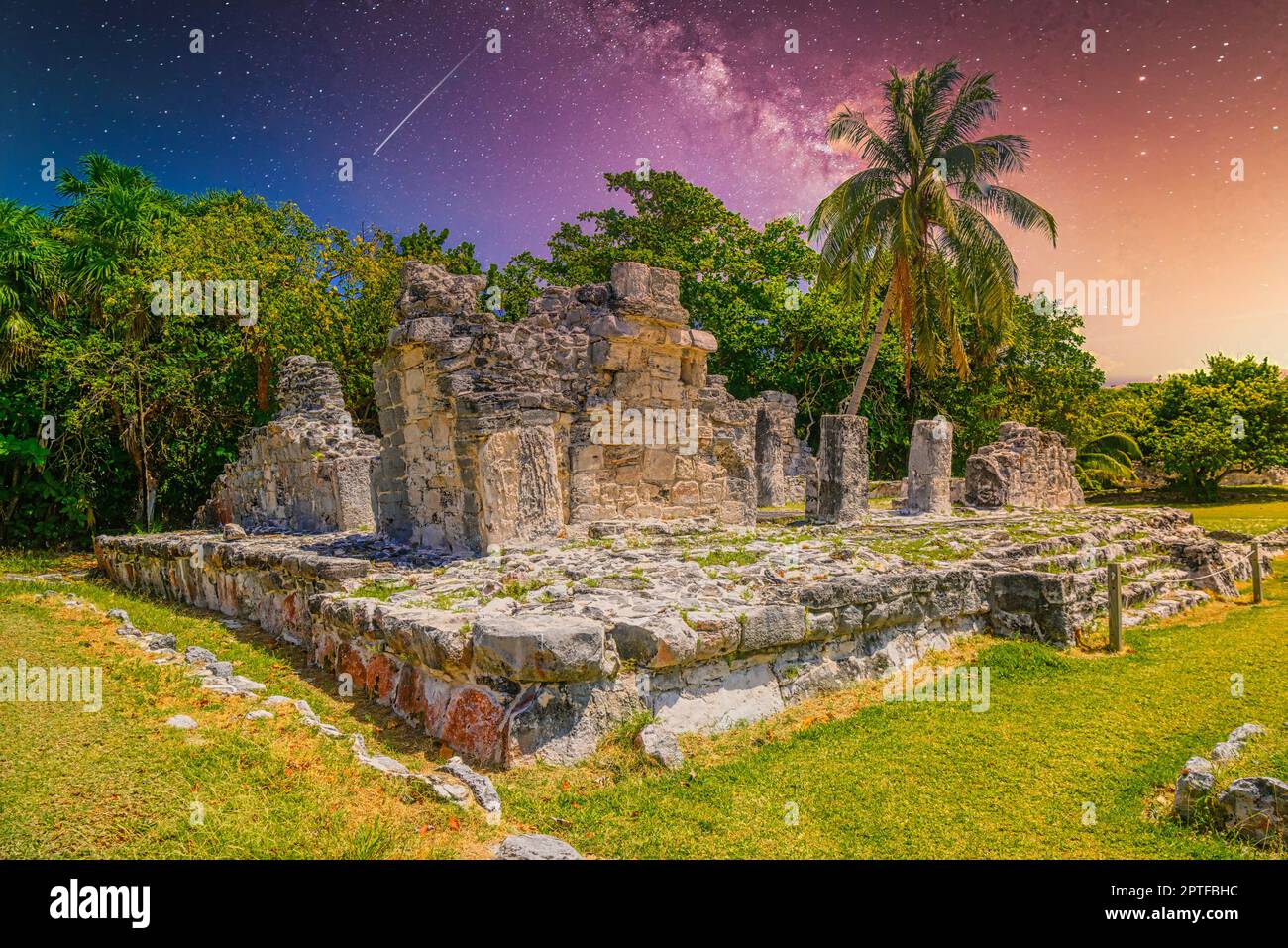 Ancient ruins of Maya in El Rey Archaeological Zone near Cancun ...