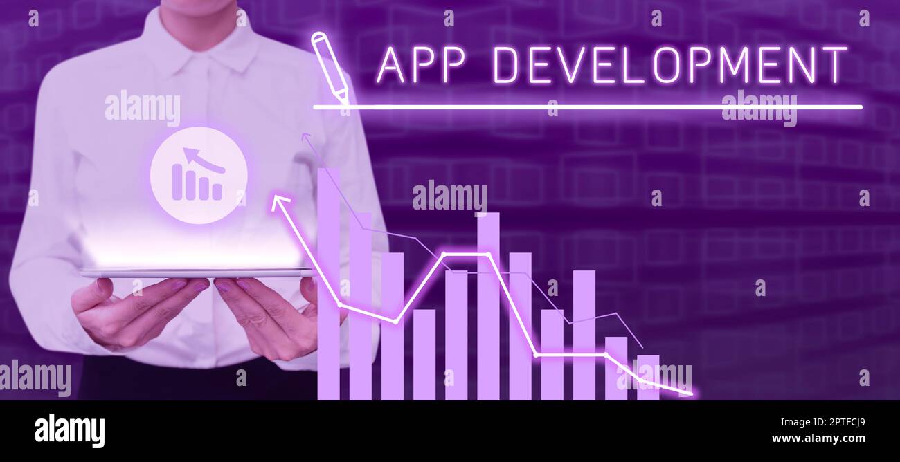 Conceptual caption App Development, Word Written on producing computer software with a specialized purpose Stock Photo