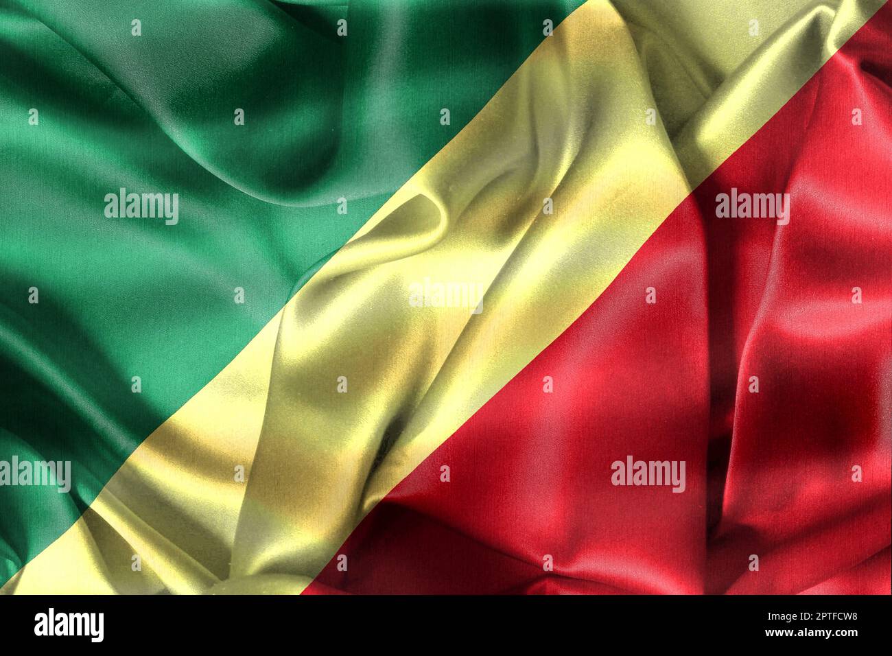 Republic of the Congo flag - realistic waving fabric flag Stock Photo ...