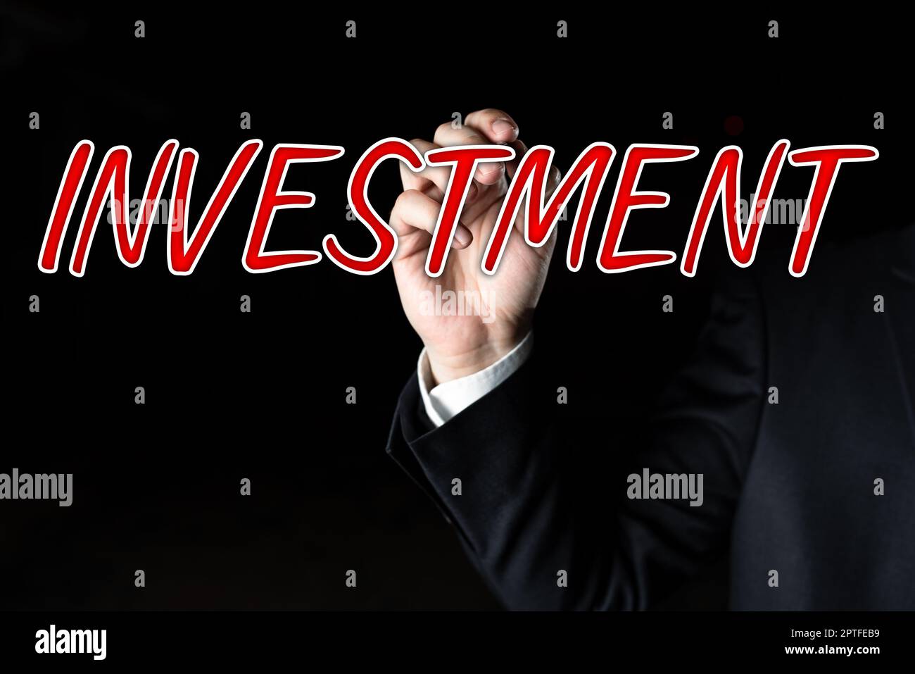 Text sign showing Investment, Business idea right or license granted to an individual or group to market Stock Photo