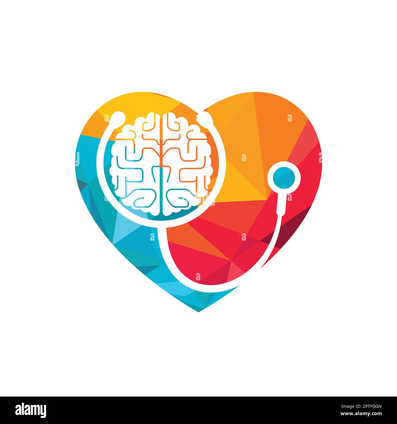 Brain care vector logo template. Stethoscope and human brain icon logo ...