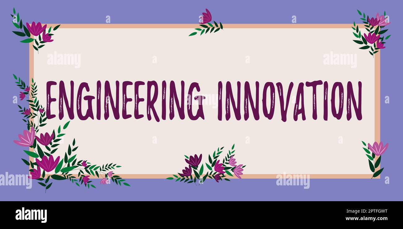 Text caption presenting Engineering Innovation, Word for Process expressed in Logic and Mathematical Form Stock Photo