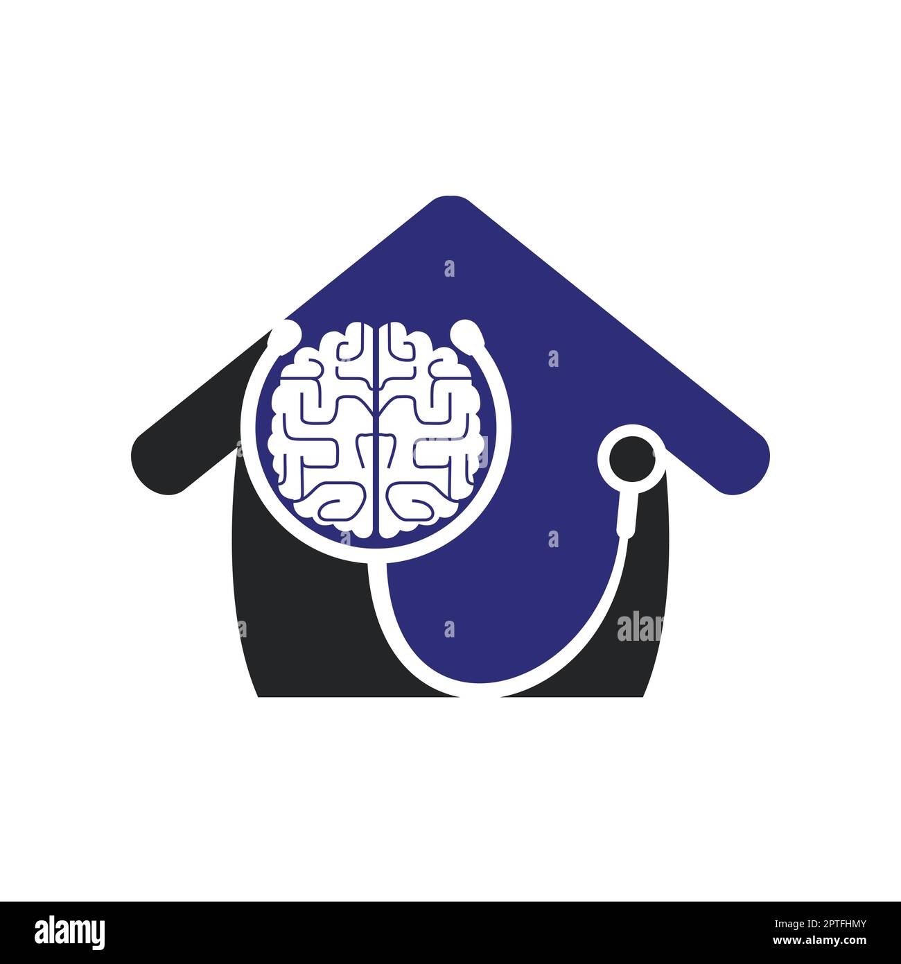 Brain care vector logo template. Stethoscope and human brain icon logo ...