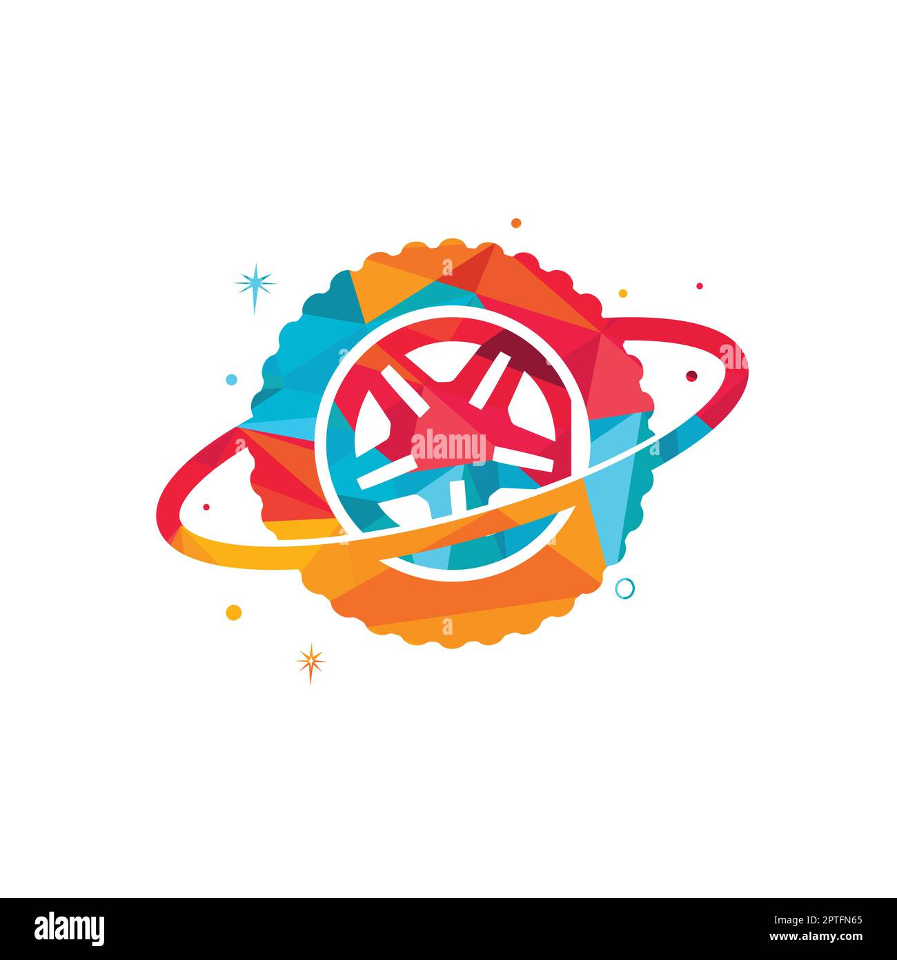 Tire world vector logo template. Vector wheel and planet logo combination. Stock Vector