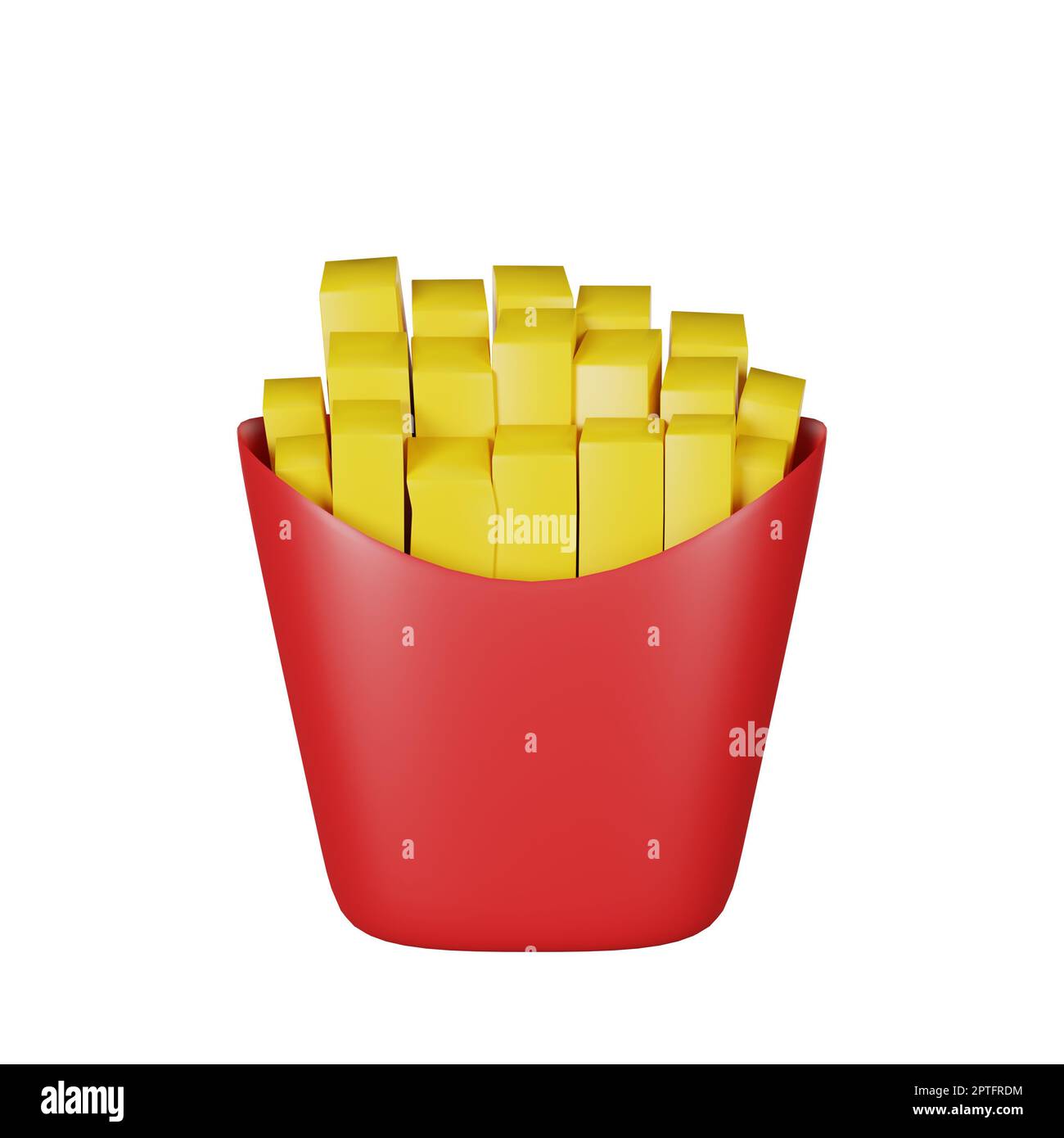 French fries in a white paper box isolated on white. 3d rendering