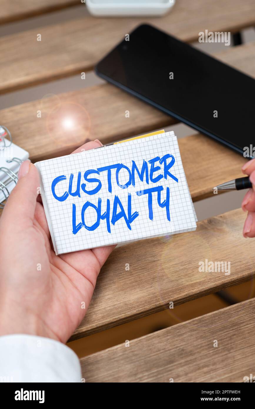 Text caption presenting Customer Loyalty, Internet Concept buyers adhere to positive experience and satisfaction Stock Photo