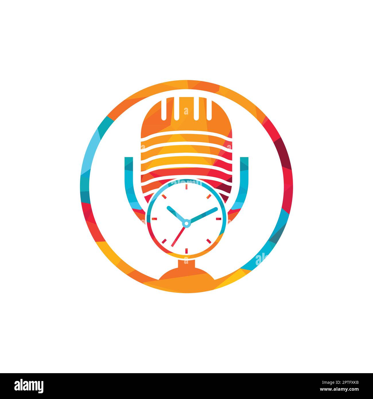 Podcast time vector logo design template. Stock Vector