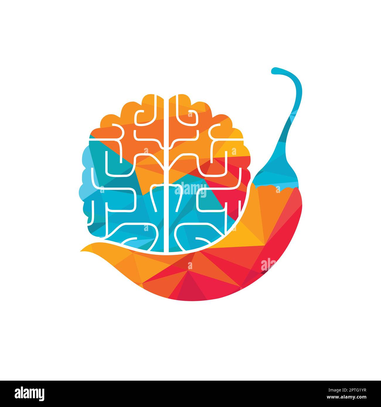 Chili brain vector logo design template. Spicy intelligence logo design concept. Stock Vector