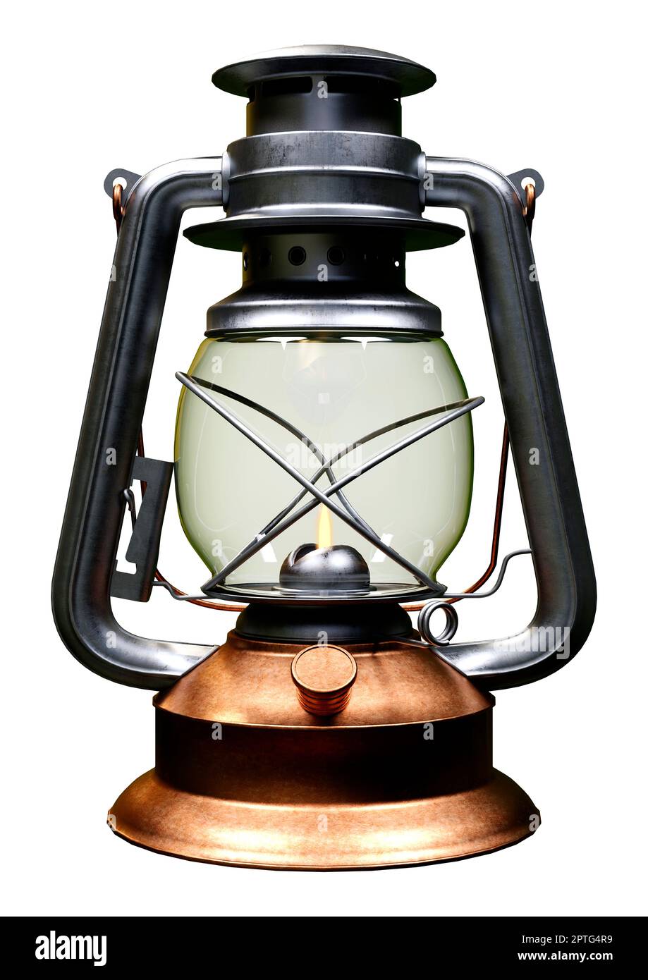 Lamp Stock 3D rendering of a vintage kerosene lamp isolated on white background ...