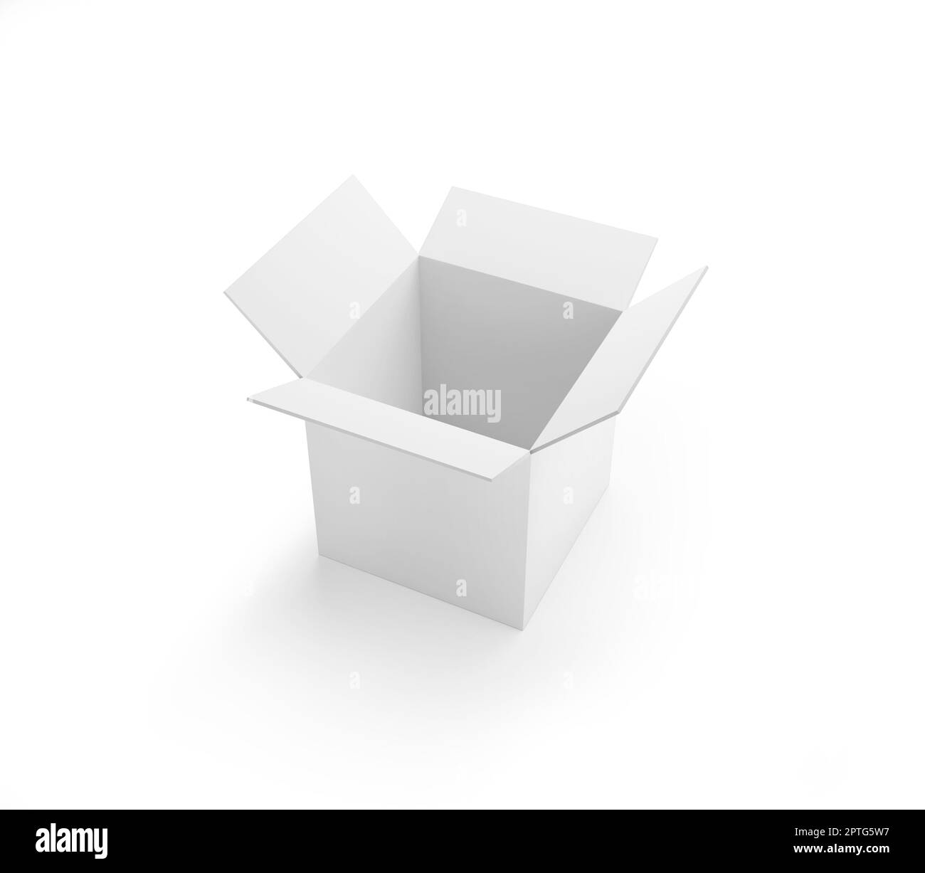 blank packaging boxes open mockup, isolated on white background Stock