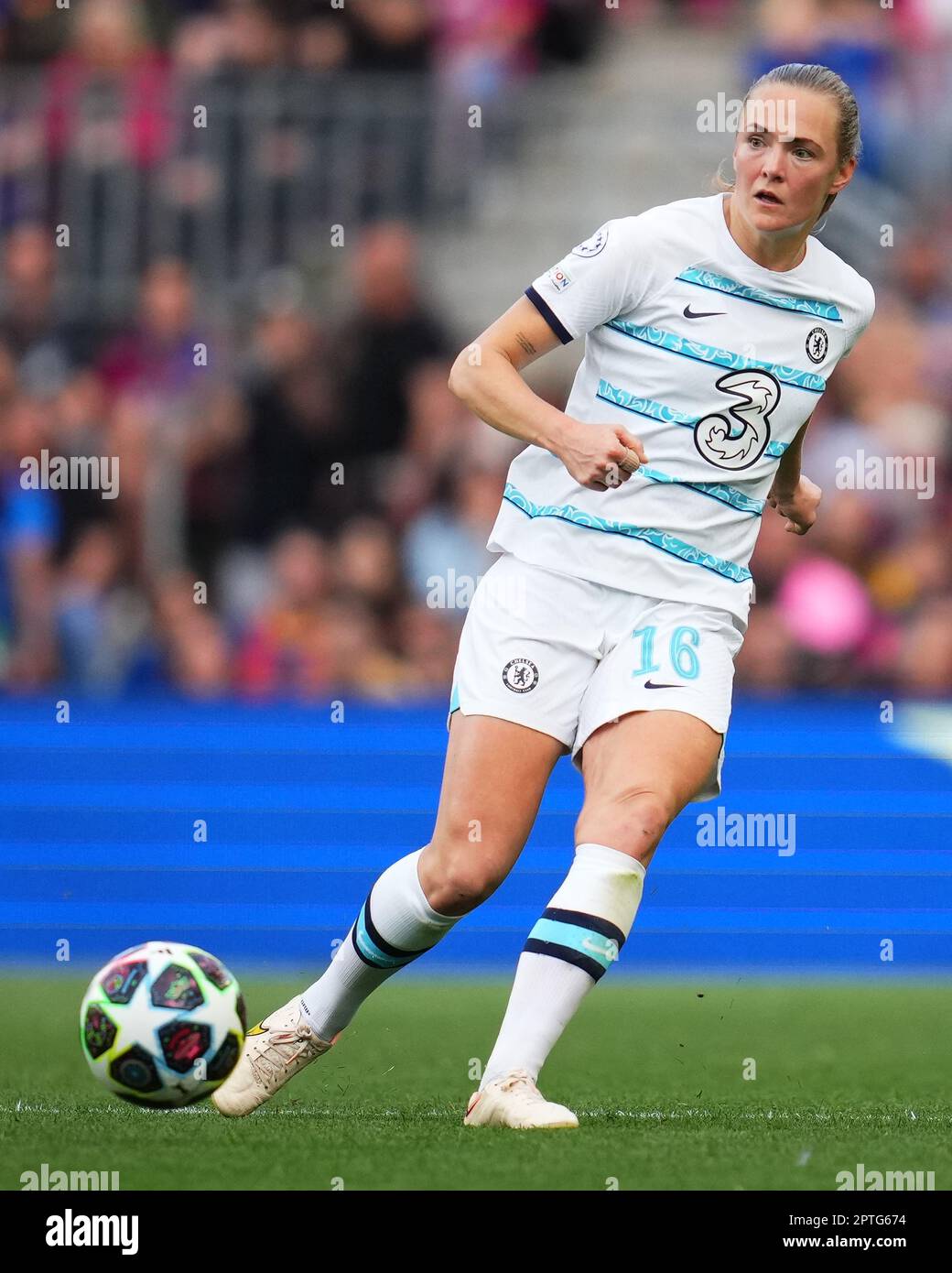 Magdalena Eriksson of Chelsea FC during the UEFA Womens Champions League match, Semi-Finals, 2nd leg between FC Barcelona v Chelsea FC played at Spotify Camp Nou Stadium on April 27, 2023 in Barcelona, Spain. (Photo by Colas Buera / PRESSIN) Stock Photo