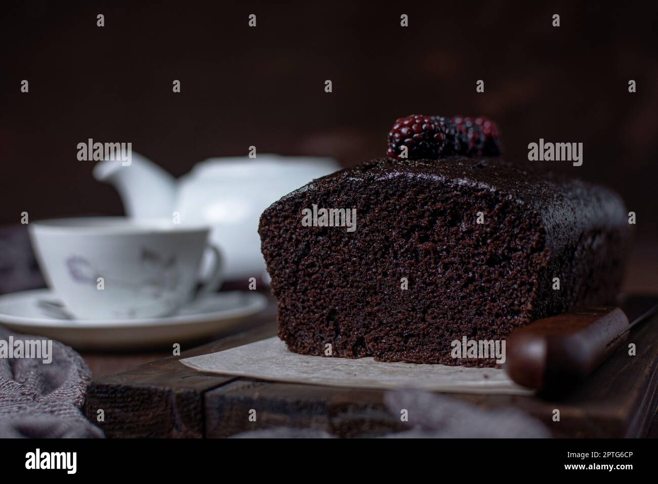 Chocolate cake with coffee Stock Photo