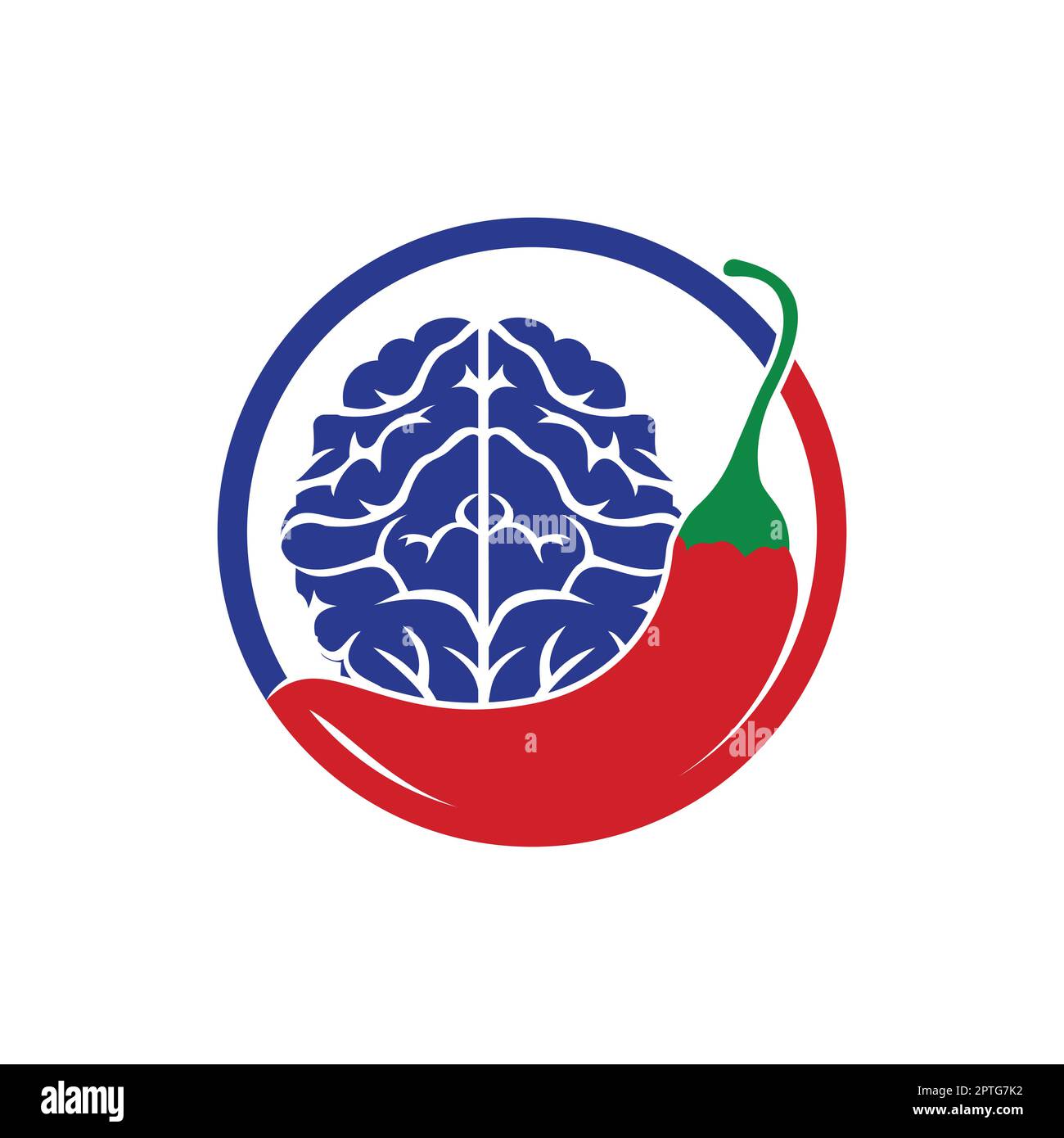 Chili brain vector logo design template. Spicy intelligence logo design concept. Stock Vector