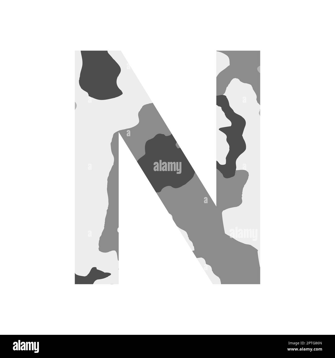 English alphabet letter N, khaki style isolated on white background Vector illustration Stock