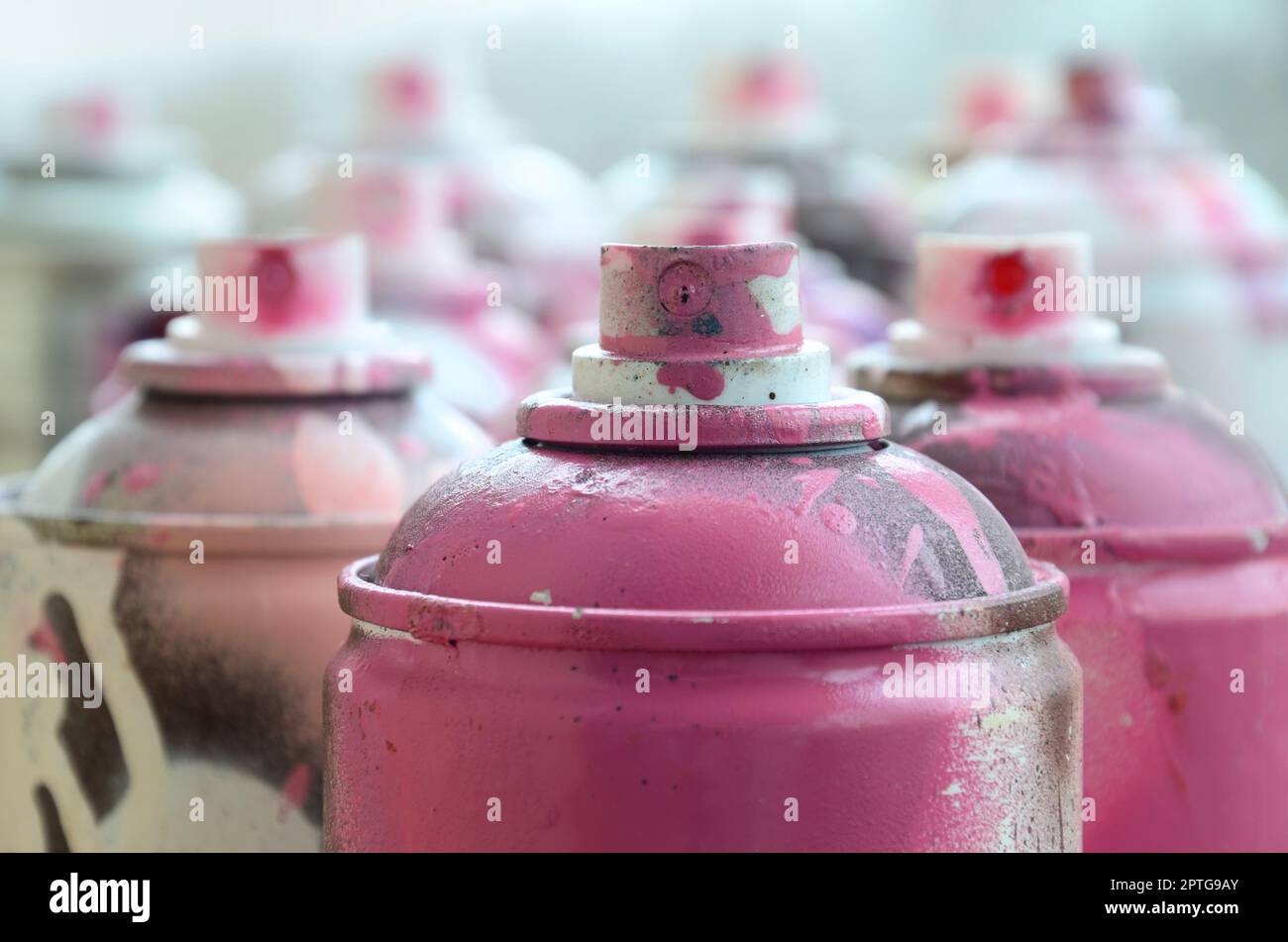 Pink spray paint can, Stock image