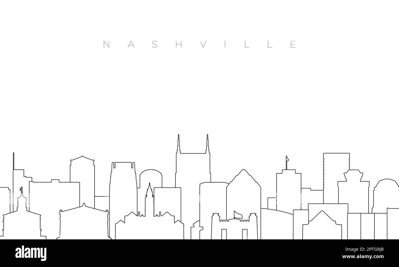 Outline Nashville skyline. Trendy template with Nashville buildings and ...