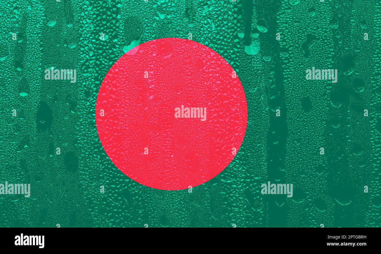 3D Flag of Bangladesh on a glass with water drop background Stock Photo ...