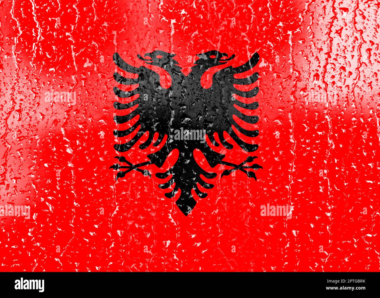 3D Flag of Albania on a glass with water drop background Stock Photo ...