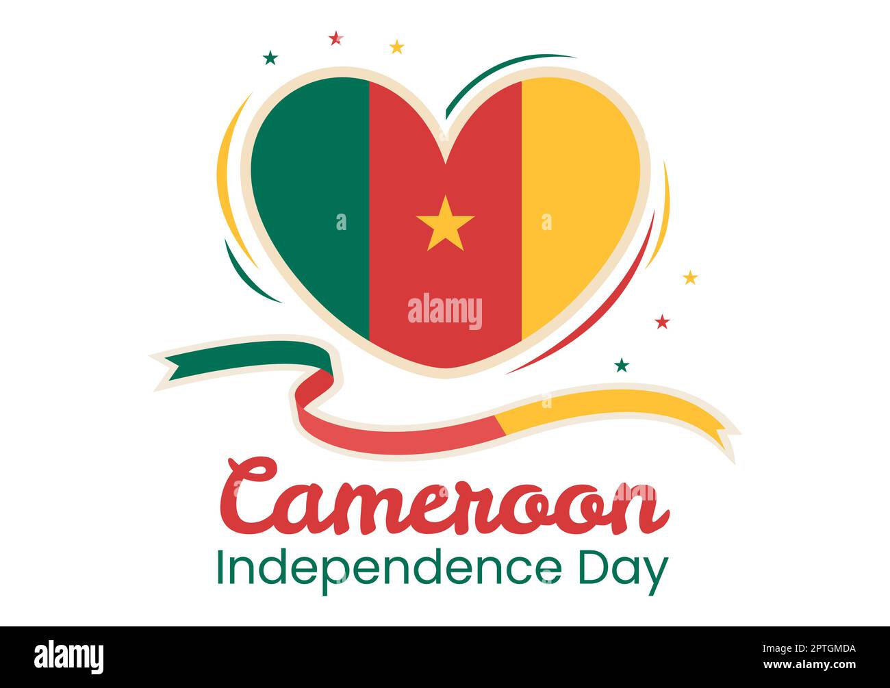 Happy Cameroon Independence Day on January 1st with Cameroonian Flag