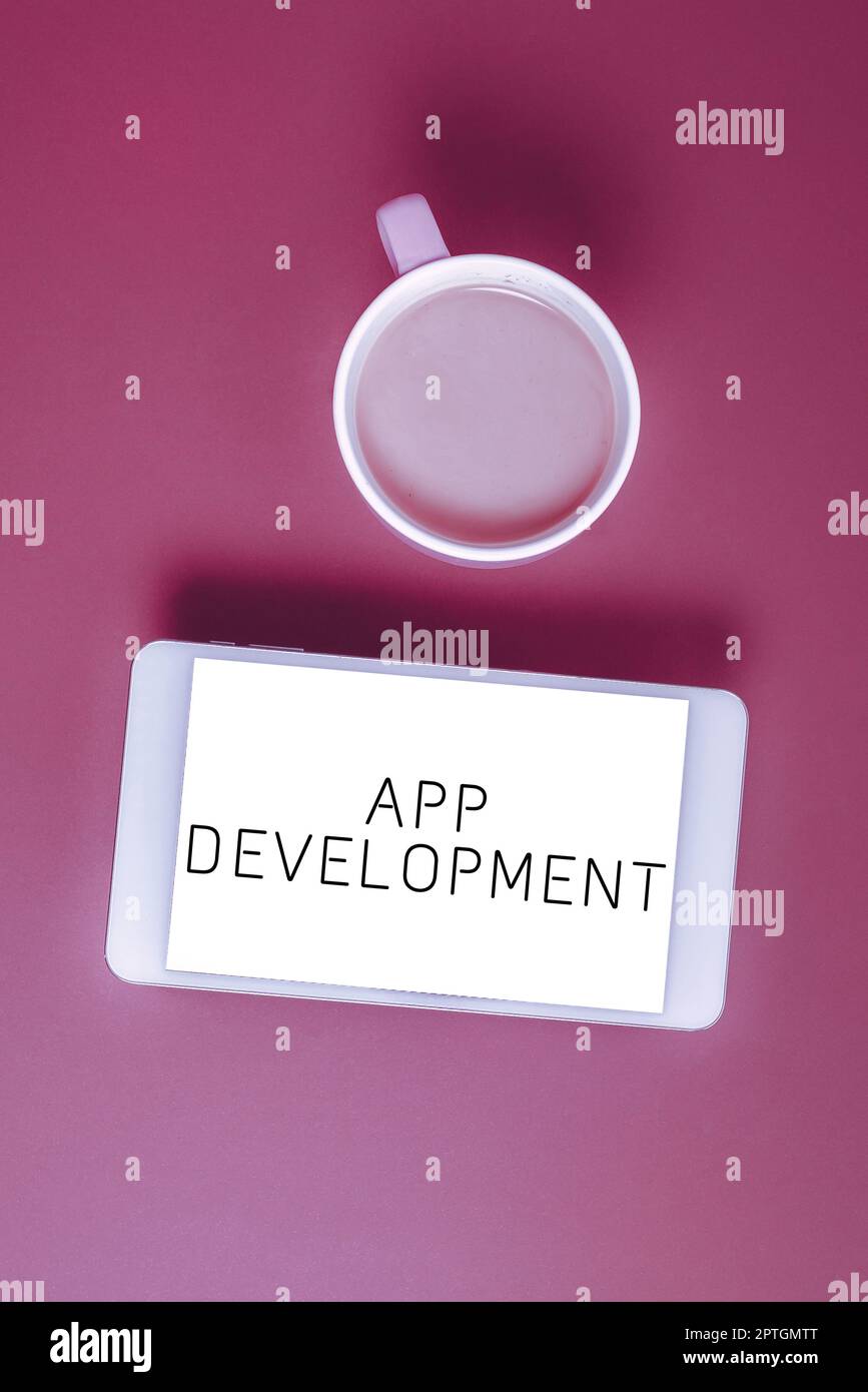 Handwriting text App Development, Business approach producing computer software with a specialized purpose Stock Photo