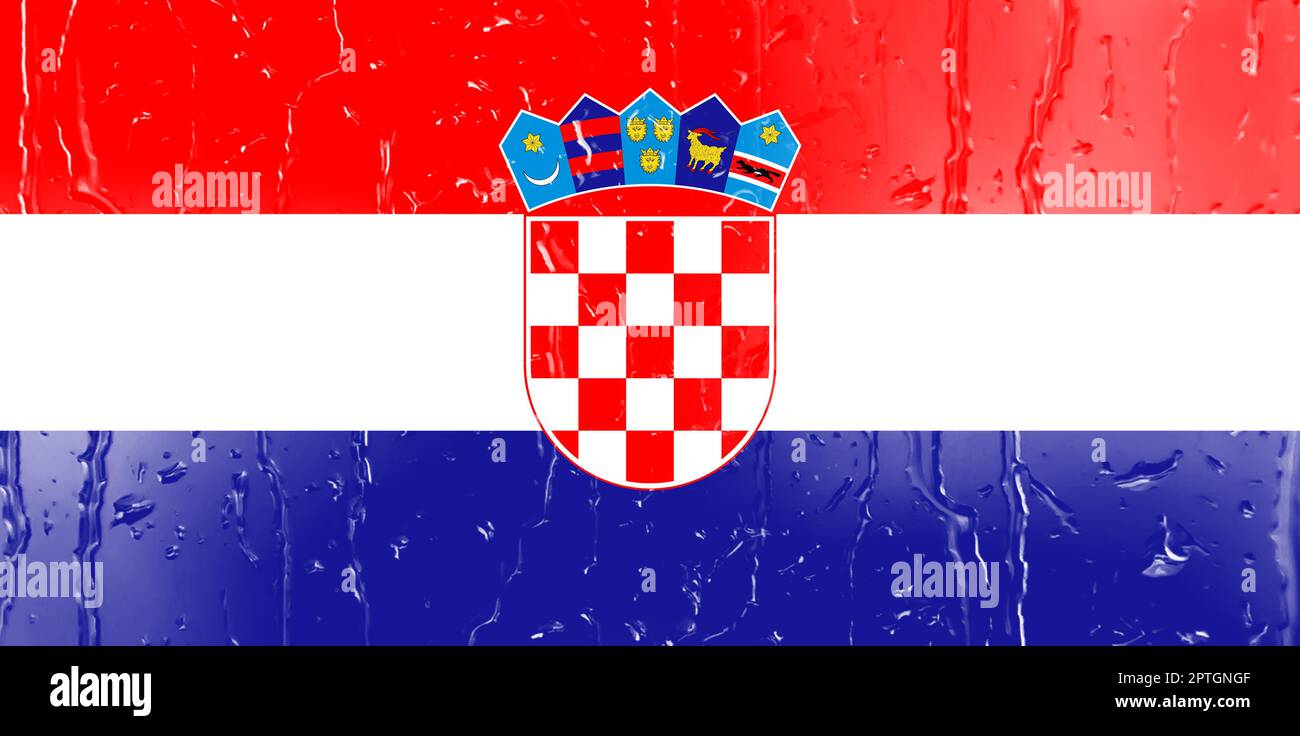 3D Flag of Croatia on a glass with water drop background Stock Photo ...