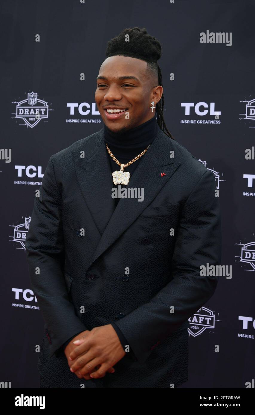 Bijan Robinson walks the red carpet of the 2023 NFL Draft at the