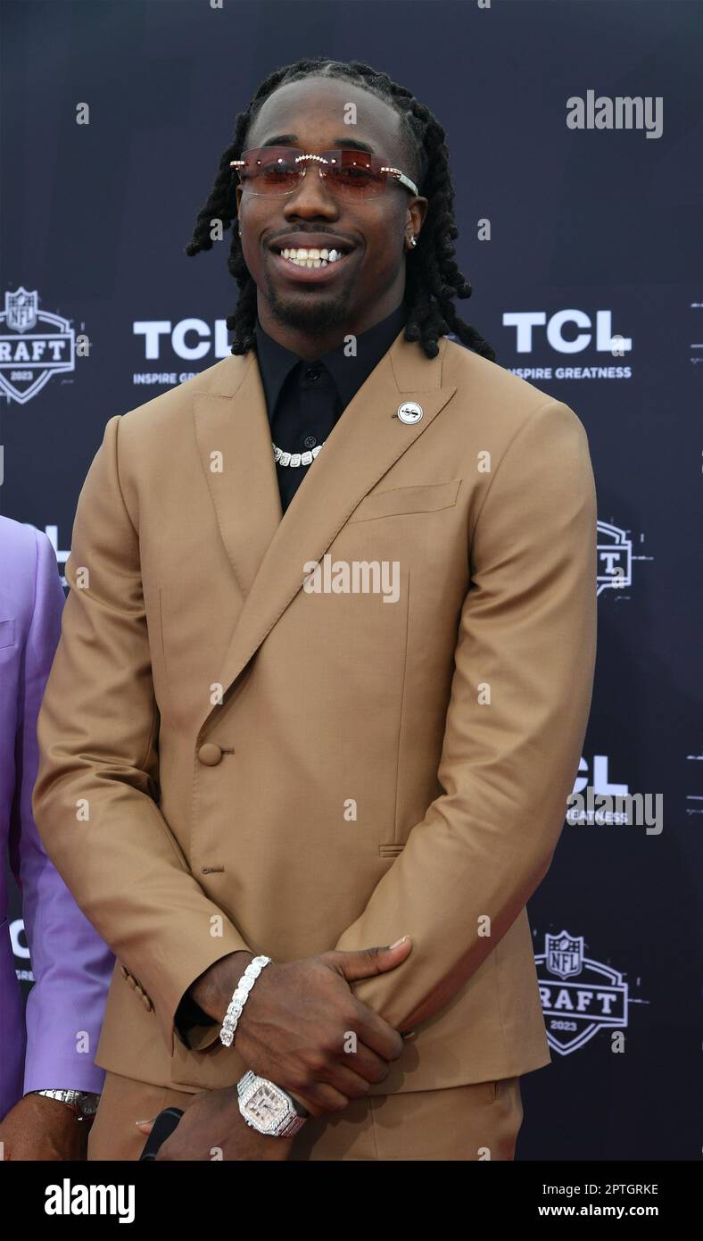 Joey Porter Jr. walks the red carpet of the 2023 NFL Draft at the
