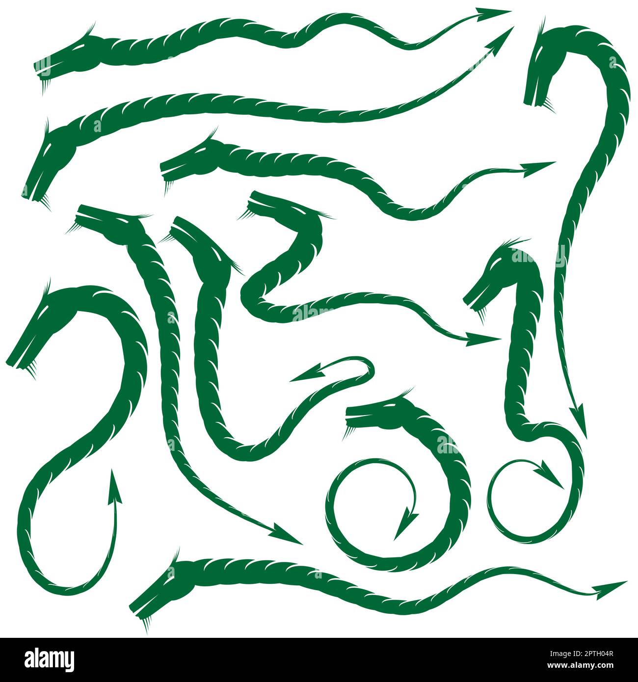 Green Magic Dragon Icon Set Isolated on White Background Stock Photo ...