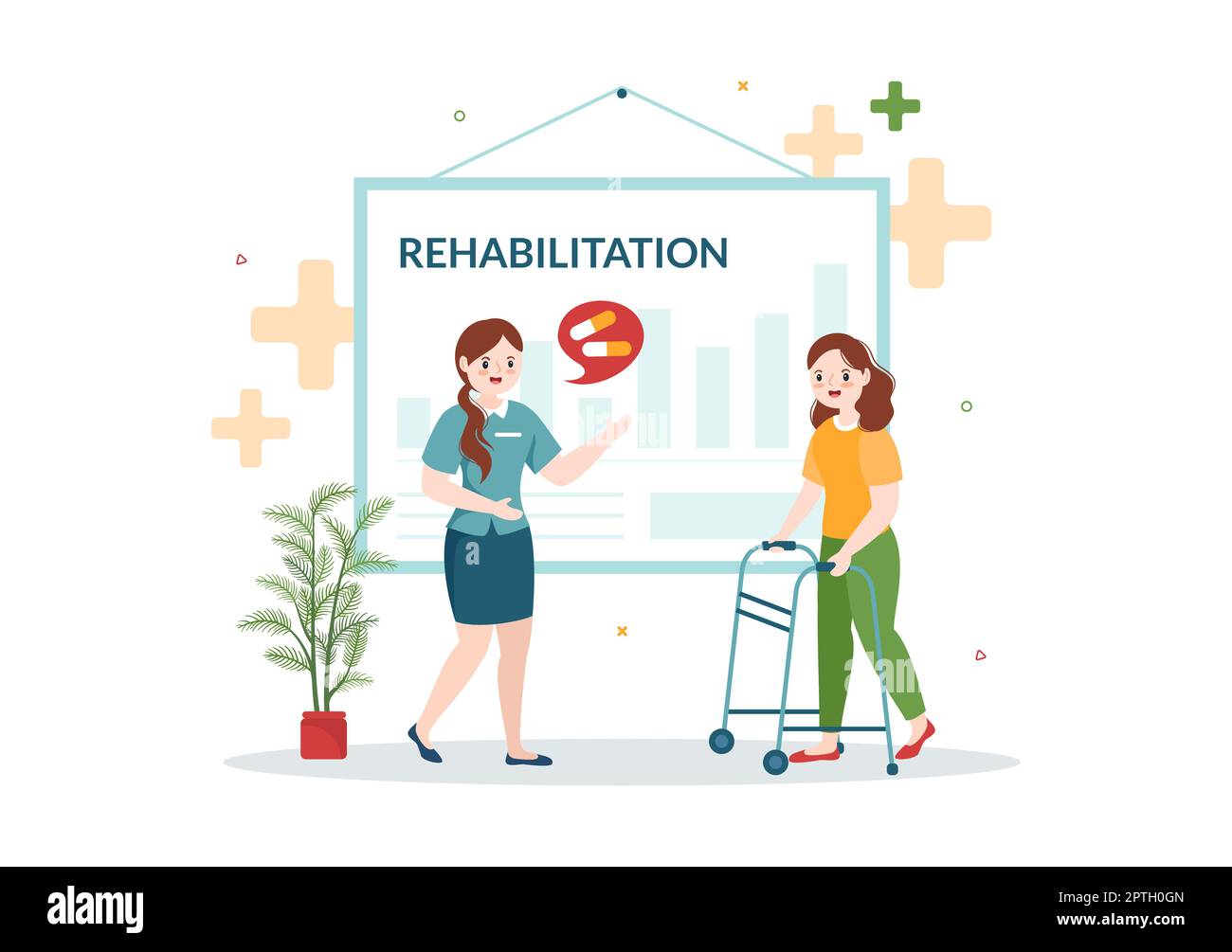 Rehabilitation Flat Cartoon Hand Drawn Templates Illustration with