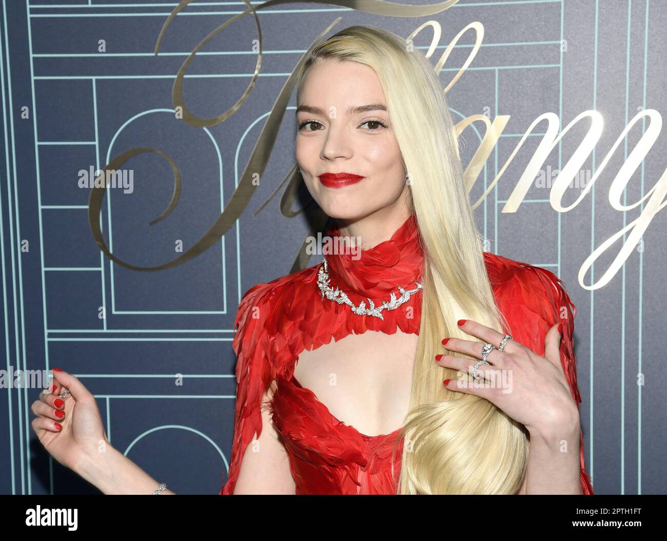 New York, USA. 27th Apr, 2023. Anya Taylor-Joy walks the carpet as Tiffany  & Co. celebrates the reopening of their NYC flagship store 'The Landmark',  New York, NY, Thursday April 27, 2023. (