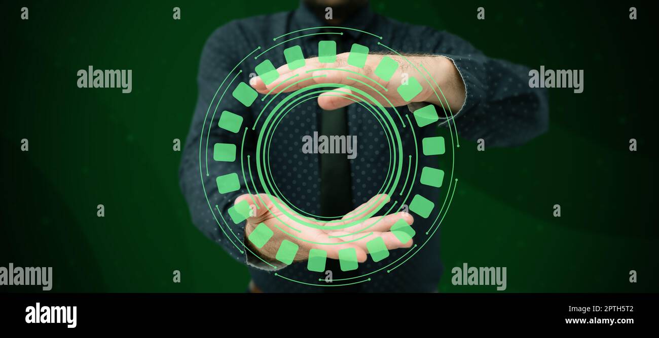 Business Man Presenting New Futuristic Technologies. Stock Photo