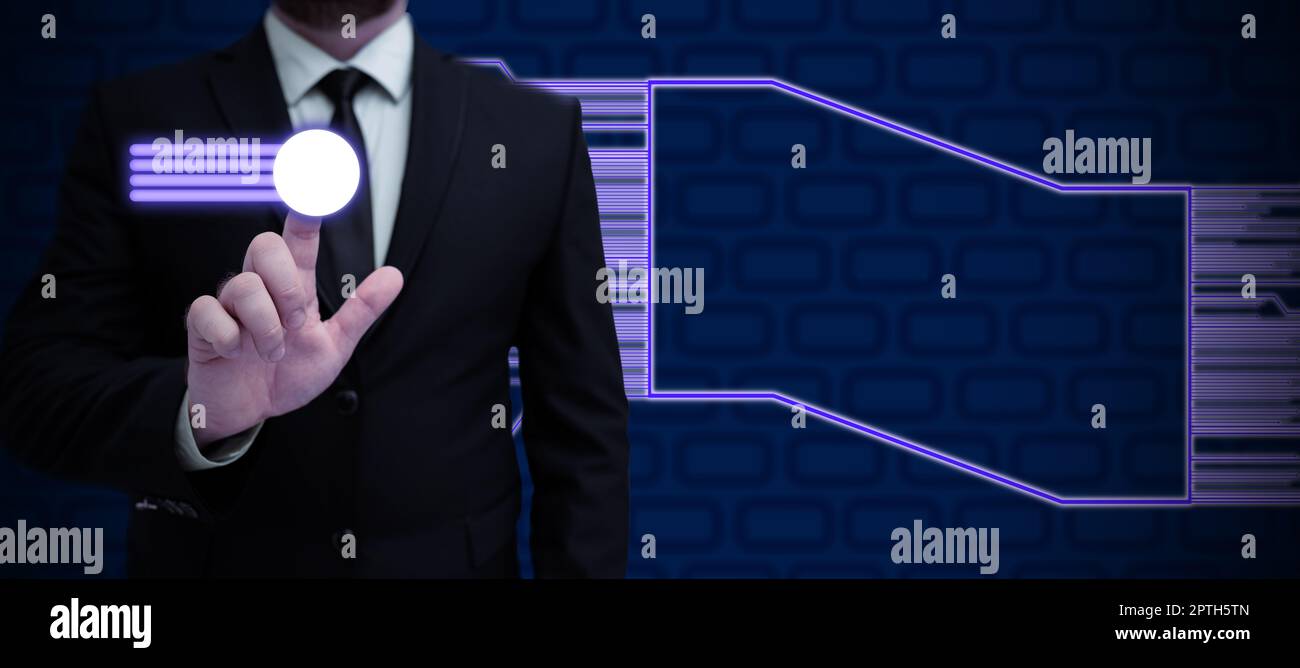 Business Man Presenting New Futuristic Technologies. Stock Photo