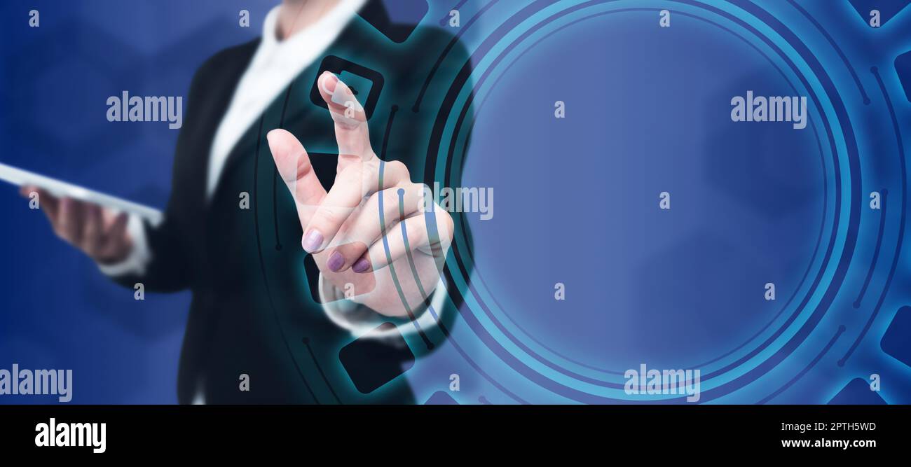 Business Man Presenting New Futuristic Technologies. Stock Photo
