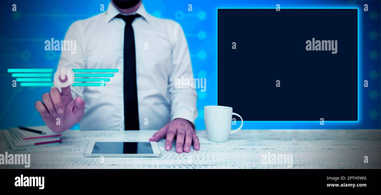 Business Man Presenting New Futuristic Technologies. Stock Photo