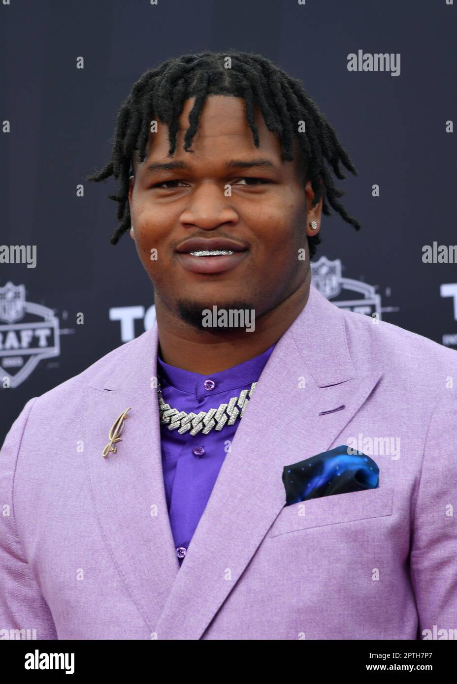 Jalen Carter walks the red carpet of the 2023 NFL Draft at the National